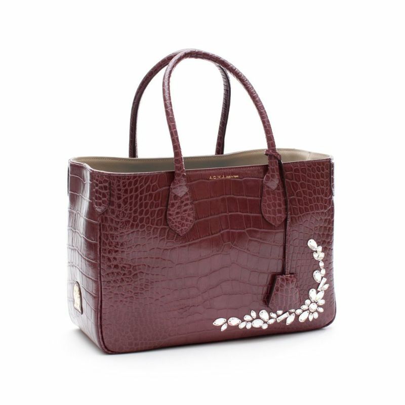 牛革/クロコ型押し スワロ付 定番 トートバッグ 32cm | A.D.M.J.公式
