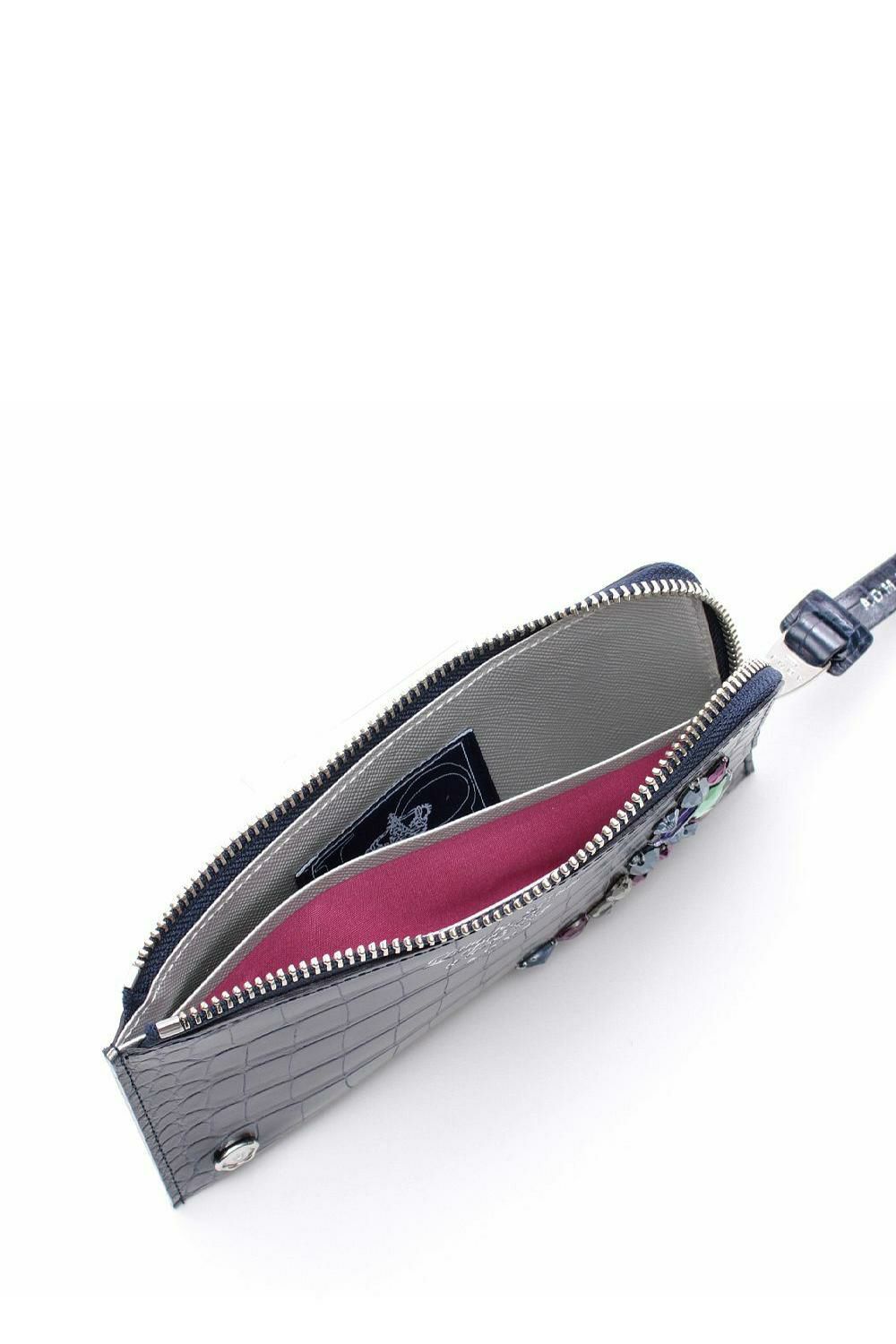 【新品】A.D.M.J オーガナイザーパース クロコ型押し蜂 スワロフスキー 新品】A.D.M.J オーガナイザーパース クロコ型押し蜂
